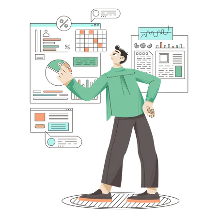 Man doing data analysis  Illustration