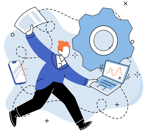 Man doing data analysis  Illustration