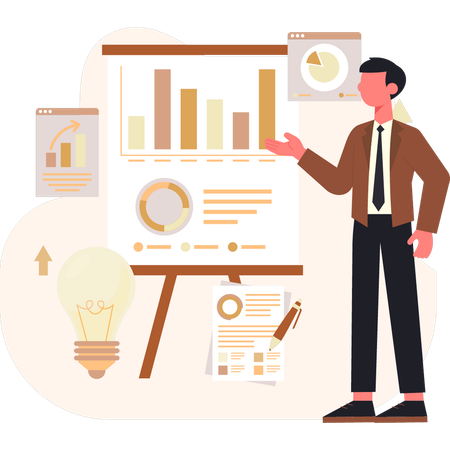 Man doing data analysis  Illustration