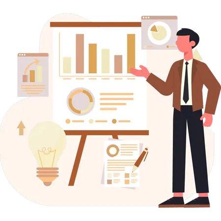 Man doing data analysis  Illustration