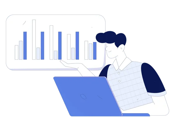 Man doing data analysis  Illustration