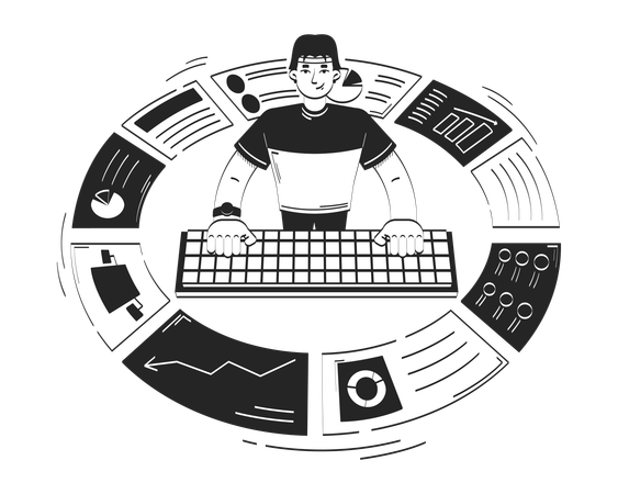 Man doing data analysis  Illustration