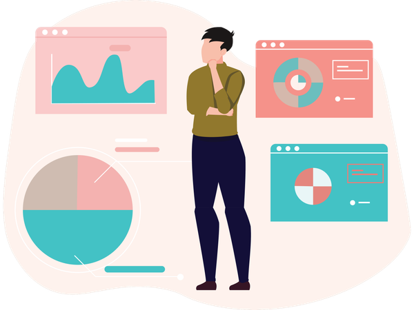 Man doing data Analysis  Illustration