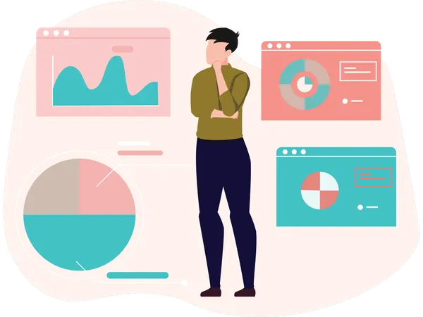 Man doing data Analysis  Illustration