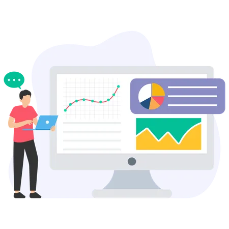 Man Doing Data Analystics  Illustration