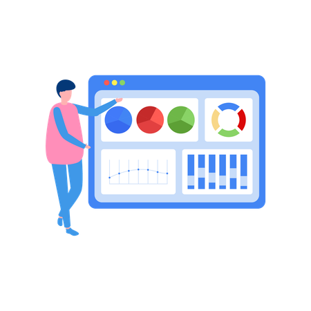 Man Doing Data analytics  Illustration