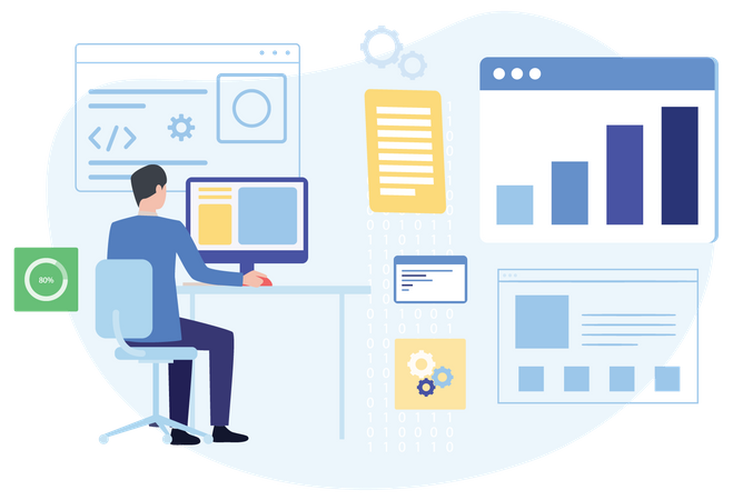 Man doing Data Analytics  Illustration