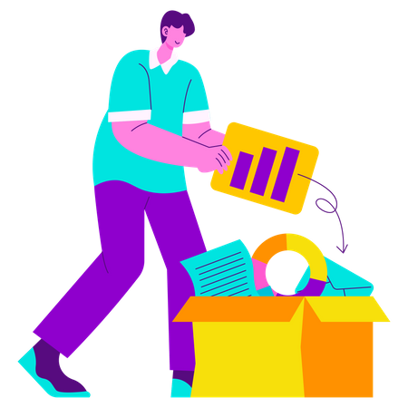 Man doing Data collection work  Illustration