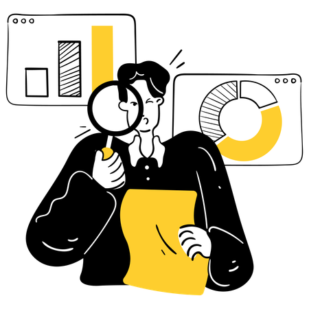Man Doing Data Driven Decisions  Illustration
