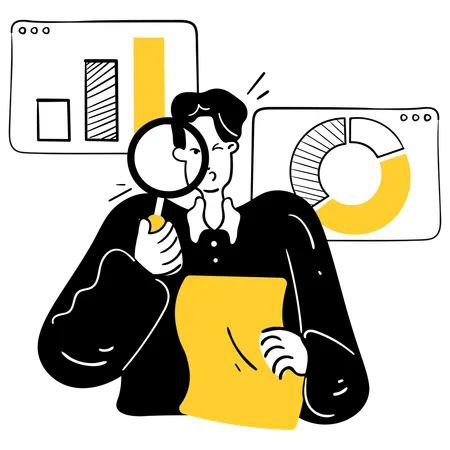 Man Doing Data Driven Decisions  Illustration