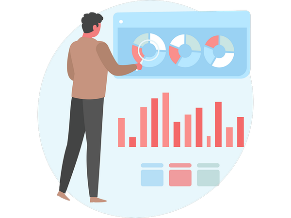 Man doing data monitoring  Illustration