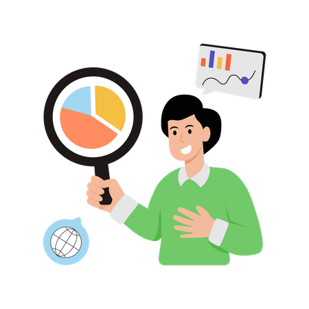 Man doing data monitoring  Illustration