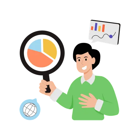 Man doing data monitoring  Illustration