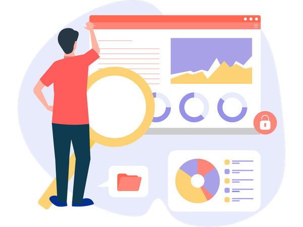 Man doing data monitoring  Illustration