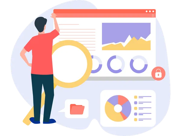 Man doing data monitoring  Illustration