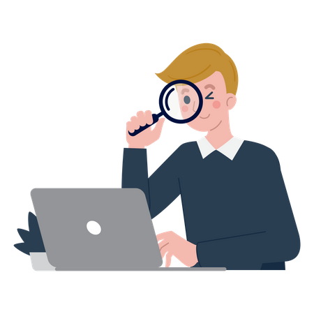 Man doing data research  Illustration