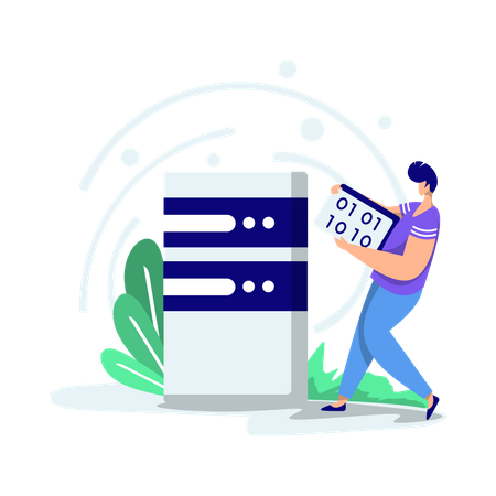 Man doing data storage  Illustration