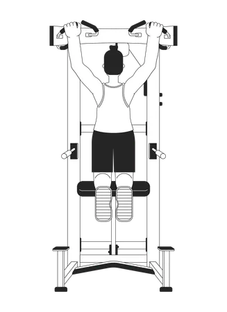 Man doing dead hangs on pull up machine  Illustration