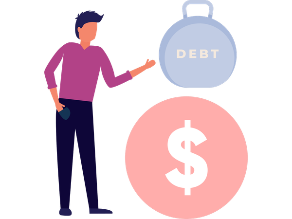 Man doing debt management  Illustration