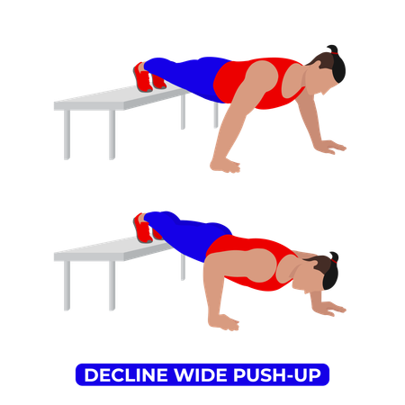 Man Doing Decline Wide Push Up Exercise  Illustration