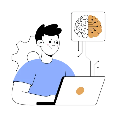 Man doing deep ai learning  Illustration