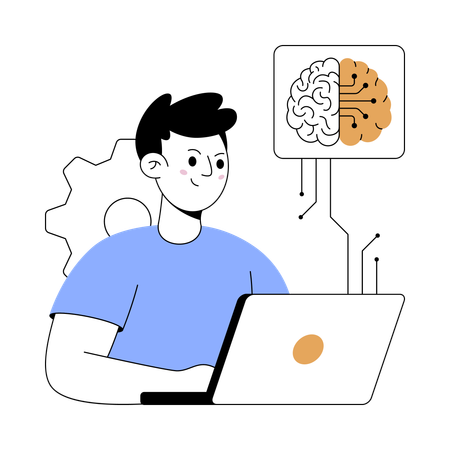 Man doing deep ai learning  Illustration