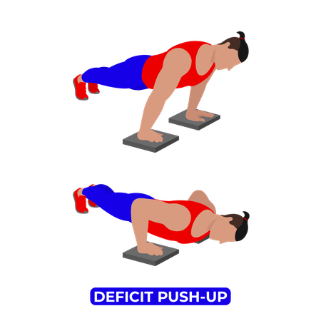 Man Doing Deficit Push Up Exercise  Illustration