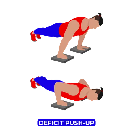 Man Doing Deficit Push Up Exercise  Illustration