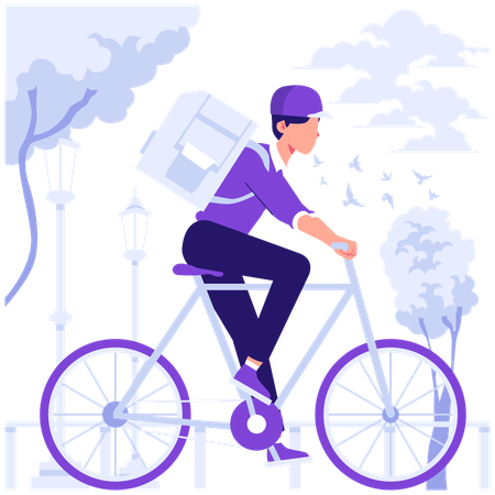 Man doing delivery on cycle  Illustration