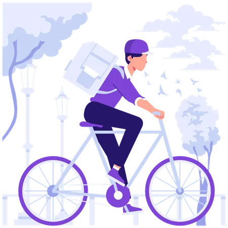 Man doing delivery on cycle  Illustration