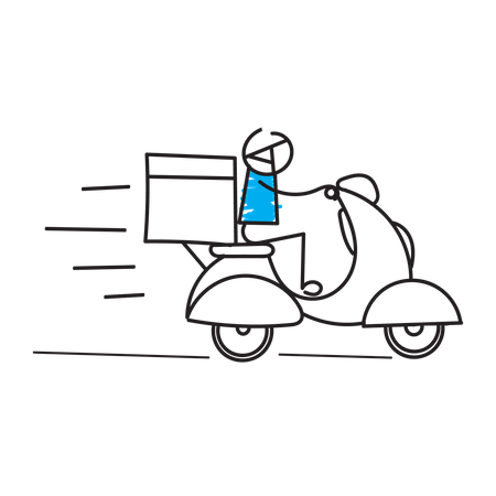 Man doing delivery on scooter  Illustration