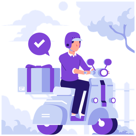 Man doing delivery on scooter  Illustration