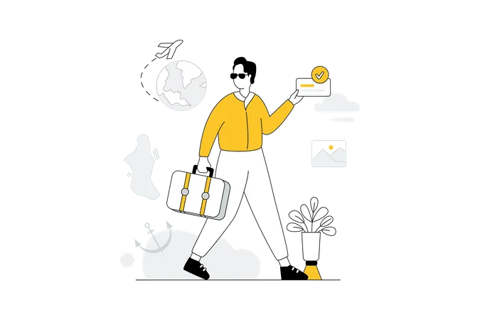 Man doing Destination selection  Illustration