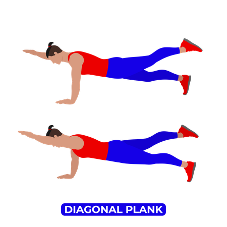 Man Doing Diagonal Plank Exercise  Illustration