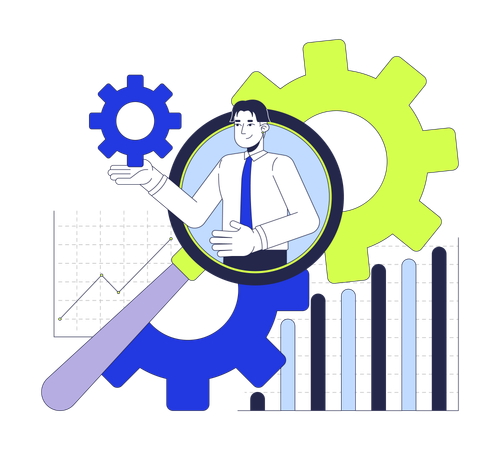 Man doing Digital business analytics  Illustration