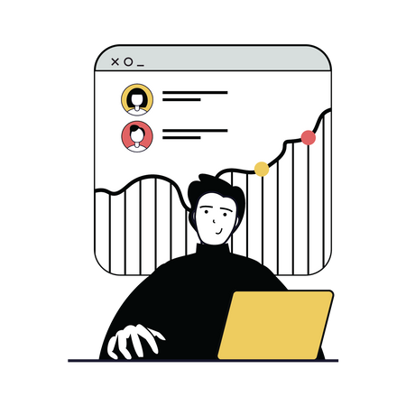 Man doing digital marketing analytics  Illustration