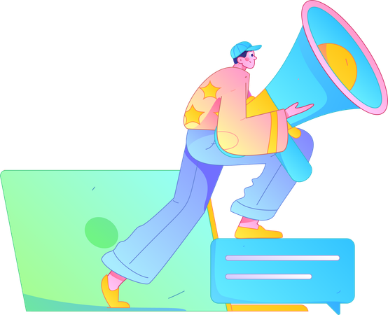 Man doing digital marketing  Illustration