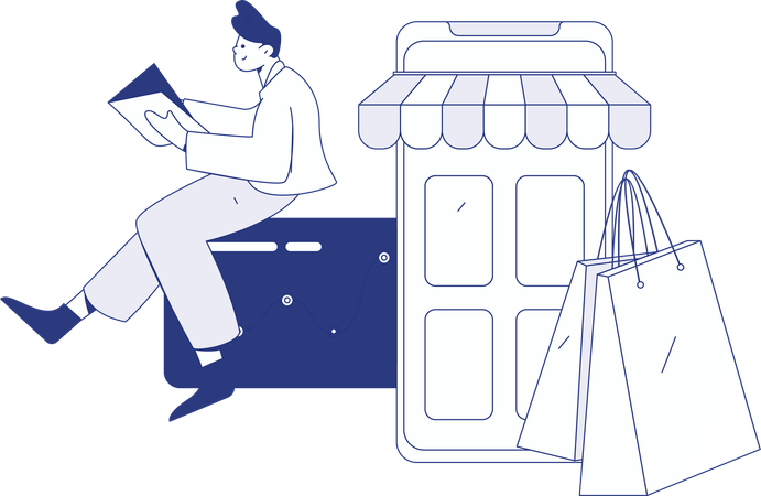 Man doing digital shopping  Illustration