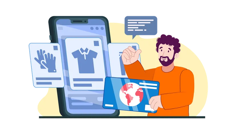 Man doing digital shopping  Illustration