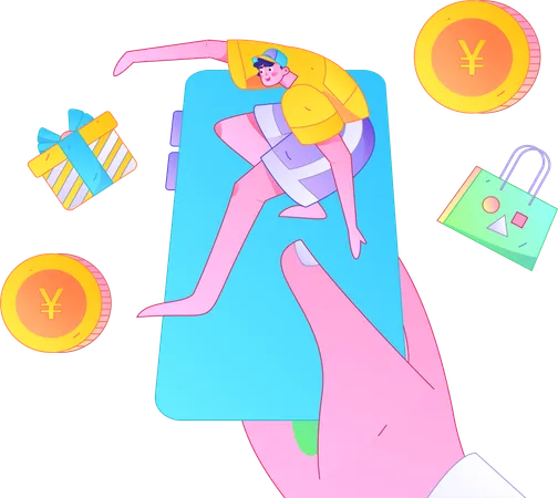 Man doing digital shopping  Illustration