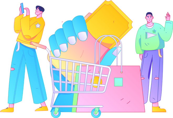 Man doing digital shopping  Illustration