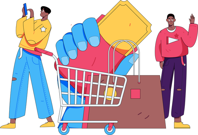 Man doing digital shopping  Illustration