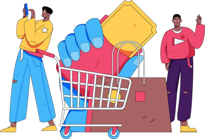 Man doing digital shopping  Illustration