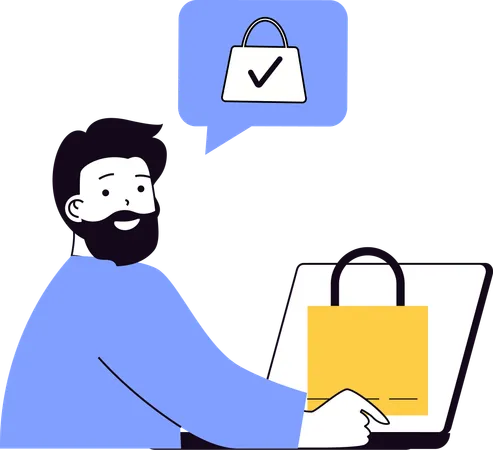 Man doing digital shopping  Illustration