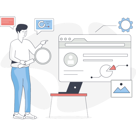 Man doing digital testing  Illustration
