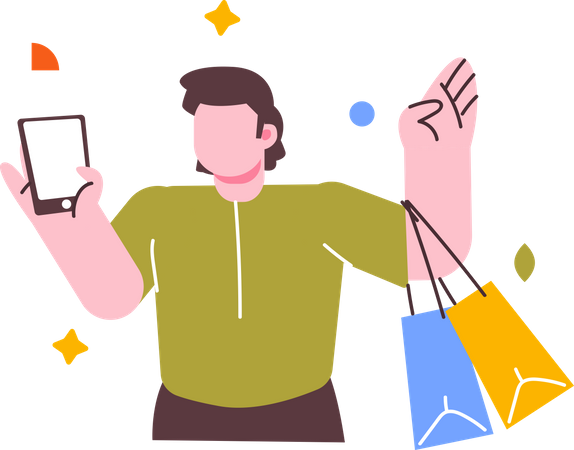 Man doing discount shopping  Illustration