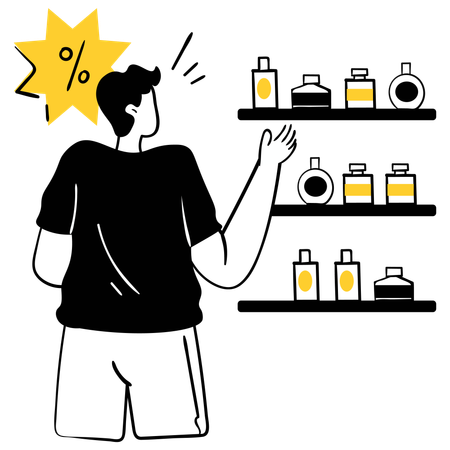 Man doing discount shopping  Illustration