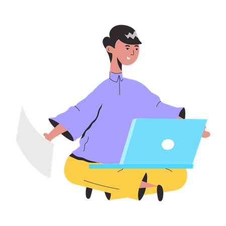 Man doing Distance Working  Illustration