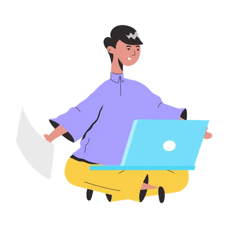 Man doing Distance Working  Illustration