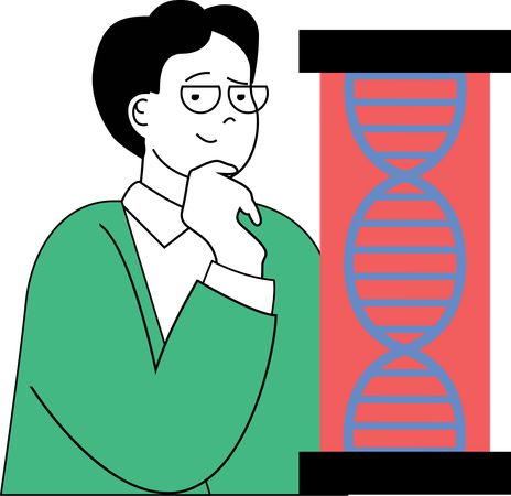 Man doing dna research  Illustration